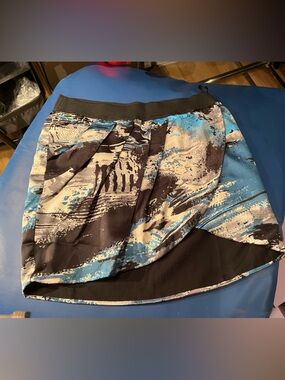 Women’s Abstract Print Skirt - Blue/Black